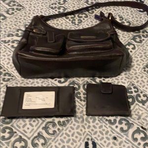 Leather bag with accessories